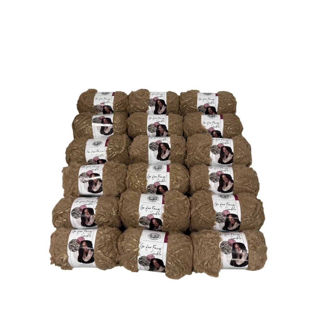 Lion Brand Go for Faux Sparkle Yarn Jupiter Tan Gold Super Bulky 18 Skeins Bulk